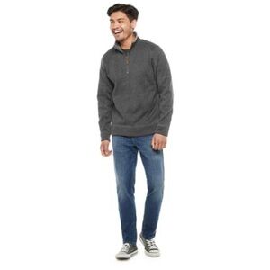 Smith's Workwear 1/4 zip Pullover men's XL textured Grey embroidered logo warm
